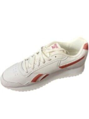 Reebok Women's‎ White Glide Ripple sneakers with rose metallic accents